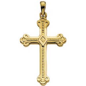 Botonee Bead Finish Cross 14k Yellow Gold Pendant