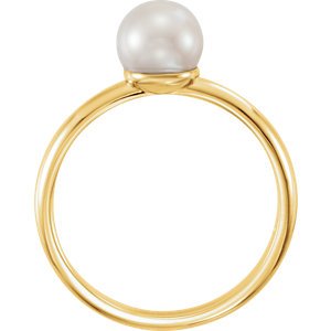 White Freshwater Cultured Pearl Solitaire Ring, 14k Yellow Gold (6.5-7mm) Size 7