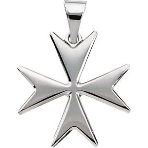 Maltese Cross Sterling Silver Pendant Necklace, 24"