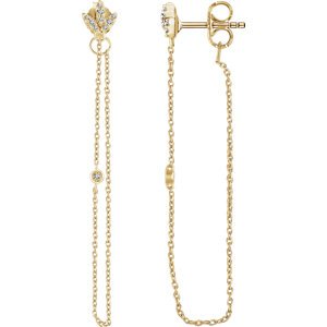 Diamond Chain Earrings, 14k Yellow Gold (.08 Ctw, Color H+, Clarity I1)