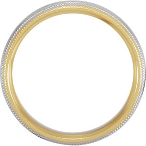 14k Yellow and White Gold Double Milgrain 5.5mm Comfort Fit Band, Size 13