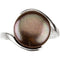 Freshwater Cultured Chocolate Coin Pearl Sterling Silver Ring, 13-14MM, Size 10