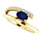 Chatham Created Blue Sapphire and Diamond Bypass Ring, 14k Yellow Gold (.125 Ctw, G-H Color, I1 Clarity)