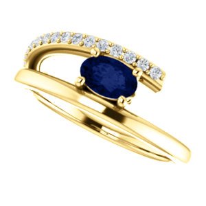 Blue Sapphire and Diamond Bypass Ring, 14k Yellow Gold (.125 Ctw, G-H Color, I1 Clarity)