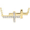 Diamond Double Sideways Cross Rhodium-Plated 14k Yellow Gold Necklace, 18" (.20 Ctw, HIJ Color, I3 Clarity)