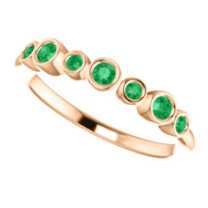 Emerald 7-Stone 3.25mm Ring, 14k Rose Gold, Size 6