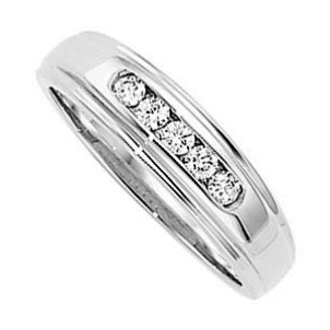 Mens Five Stone Diamond 14k White Gold Band, (.40 Cttw, GH Color, SI2-SI3 Clarity)
