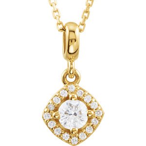 Diamond Halo Round Pendant Necklace in 14k Yellow Gold, 18" (1/3 Cttw)