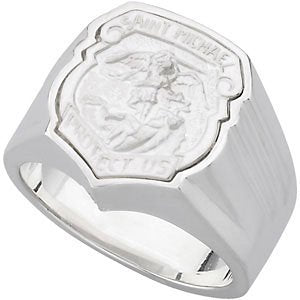 Sterling Silver St. Michael Shield Ring, Size 10