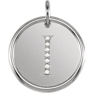 Diamond Initial "I" Pendant, Rhodium-Plated 14k White Gold (.04 Ctw, G-H Color, I1 Clarity)