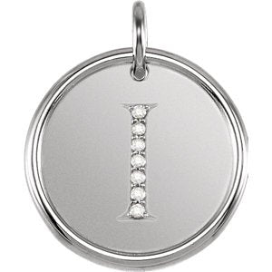 Diamond Initial "I" Pendant, Sterling Sliver (.04 Ctw, G-H Color, I1 Clarity)