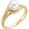 White Freshwater Cultured Pearl Rope Ring, 14k Yellow Gold (7-7.5 mm)