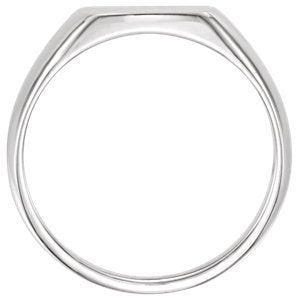 Men's Brushed Signet Ring, Rhodium-Plated 14k White Gold (13x12mm)