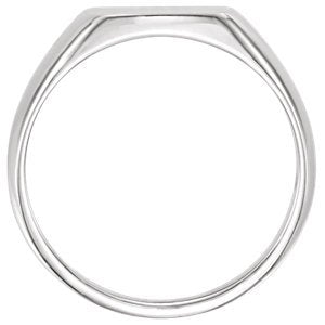 Men's Platinum Brushed Signet Ring (13x12mm) Size 12.5
