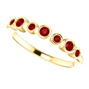 Created Chatham Ruby 7-Stone 3.25mm Ring, 14k Yellow Gold