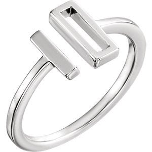 Slim-Profile Rectangle Bar Ring, Sterling Silver, Size 5.5