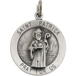 Sterling Silver Round St. Patrick Necklace, 18" (15MM)