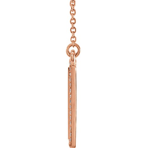 Diamond Bar Engravable Necklace, 14k Rose Gold, 18" ( 0.125 Ctw, G-H Color, I1 Clarity)