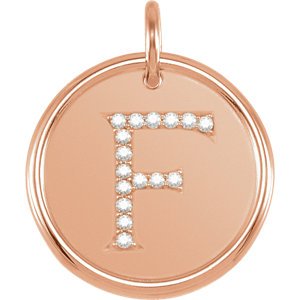 Diamond Initial "F" Pendant, 14k Rose Gold (.08 Ctw, Color G-H, Clarity I1)