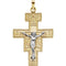 Two-Tone San Damiano Crucifix 14k Yellow and White Gold Pendant(33X25MM)