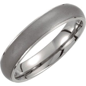 Titanium and Satin Grey 5mm Comfort Fit Oxidized Dome Band