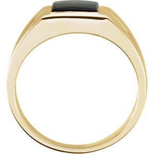 Men's Buff Top Onyx 10.5mm Ring, 14k Yellow Gold