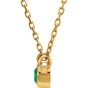Chatham Created Emerald 14k Yellow Gold Pendant Necklace, 16"