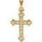 Diamond Botonee Cross 14k Yellow Gold Pendant