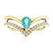 Blue Zircon Pear and Diamond Chevron 14k Yellow Gold Ring (. 16 Ctw, G-H Color, I1 Clarity)