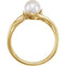 White Freshwater Cultured Pearl, Diamond Bypass Ring, 14k Yellow Gold (6.0-6.5mm)(.03Ctw, G-H Color, I1 Clarity)