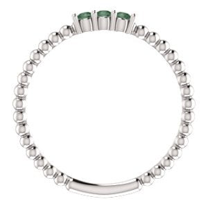 Platinum Chatham Created Alexandrite Beaded Ring , Size 7.25