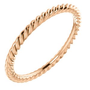 Slim-Profile 1.5mm Rope Trim Comfort-Fit Band, 14k Rose Gold