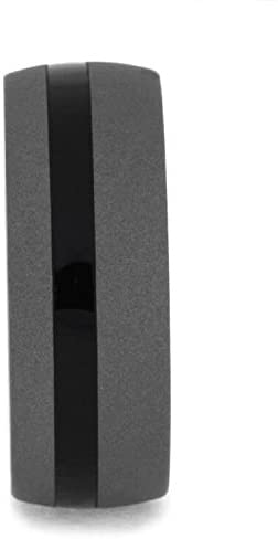 Black Ebony Wood, Sandblasted Titanium 9mm Comfort-Fit Band, Size 14.25
