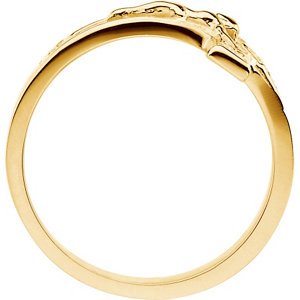 10K Yellow Gold Ladies Crucifix Chastity Ring, Size 8