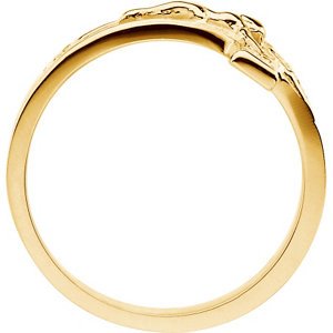 14k Yellow Gold Gentlemens Crucifix Chastity Ring, Size 10