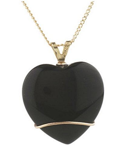 Onyx Heart Pendant Necklace, 10k Yellow Gold, 12k Green and Rose Gold Black Hills Gold Motif, 18"