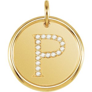 Diamond Initial "P" Round Pendant, 18k Yellow Gold-Plated Sterling Silver (0.1 Ctw, G-H Color, I1 Clarity)