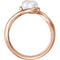 White Freshwater Cultured Pearl Two-Stone Ring, 14k Rose Gold (04.50-05.00 mm)