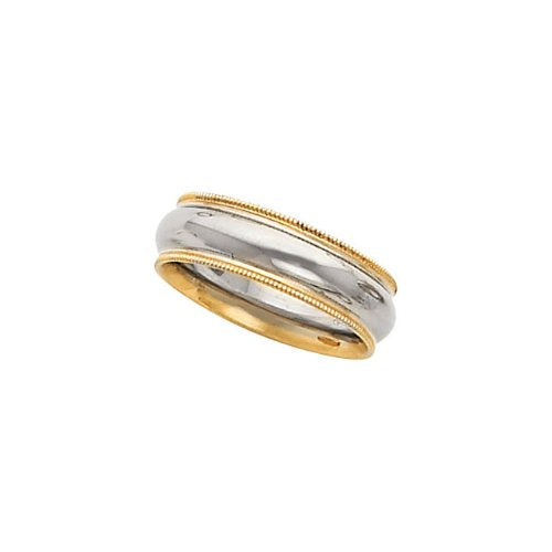 14k White and Yellow Gold Comfort Fit Milgrain Band Sizes 4 to 13