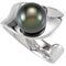 Tahitian Cultured Pearl Open Shank Ring, 9.00 MM - 10.00 MM, Sterling Silver, Size 6