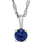 Children's Chatham Created Blue Sapphire 'September' Birthstone 14k White Gold Pendant Necklace, 14"