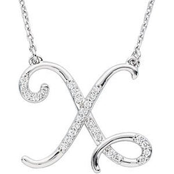 Sterling Silver Alphabet Initial Letter X Diamond Necklace, 17" (1/8 Ct, GH Color, I1)