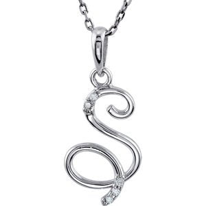 5-Stone Diamond Letter 'S' Initial Sterling Silver Pendant Necklace, 18" (.03 Cttw, GH, I2)