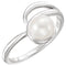 Platinum White Freshwater Cultured Pearl Bypass Ring (6.5-7.00mm) Size 7