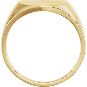Men's Brushed Closed Back Shield Signet Ring, 14k Yellow Gold (14mm)