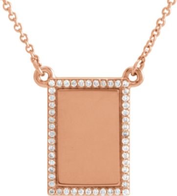 Diamond Bar Necklace, 14k Rose Gold, 18" ( 0.125 Ctw, G-H Color, I1 Clarity)