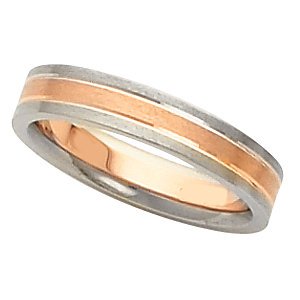 6mm 14k White and Rose Gold Two-Tone Wedding Band, Size 12.5