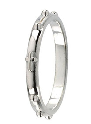 Semi-Polished 18k Palladium White 2.50mm Rosary Ring, Size 6