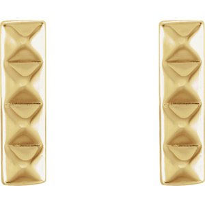 Pyramid Bar Stud Earrings, 14k Yellow Gold