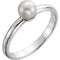 White Freshwater Cultured Pearl Solitaire Ring, Rhodium-Plated 14k White Gold (5.5-6mm) Size 7